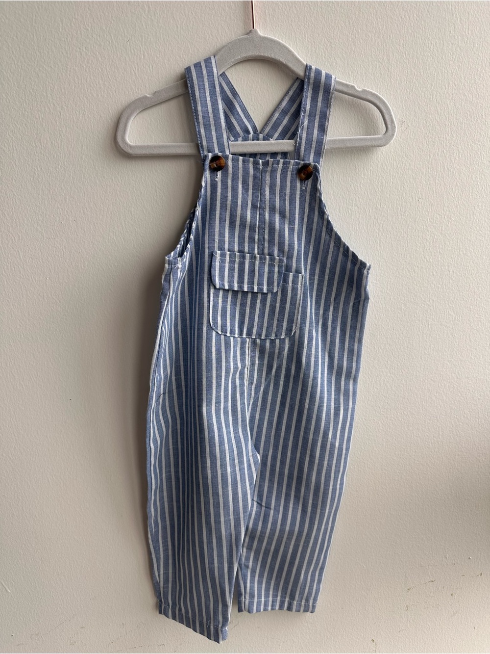 Blue and White Striped Toddler Overalls - Classic Casual